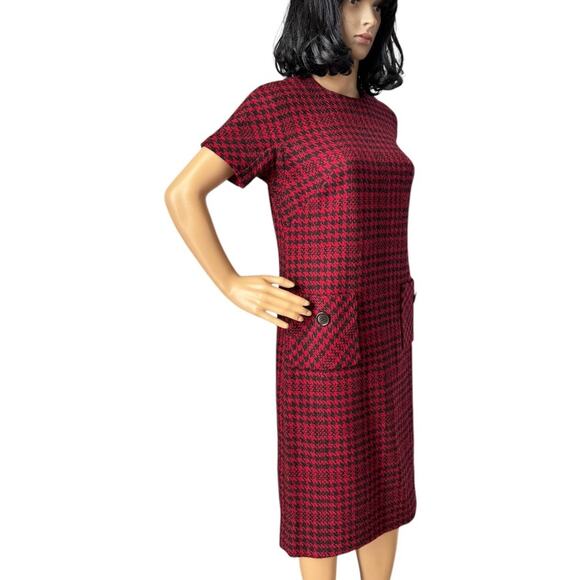 American Vintage 50’s Houndstooth Red Black short sleeve dress size small - Picture 8 of 17